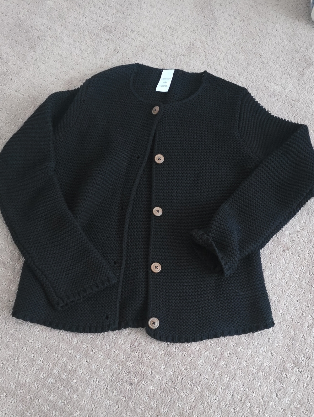 Nordstrom Black Knit Cardigan with Wooden Buttons